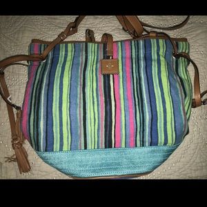 Nanette Lepore Striped Leather bucket bag strap